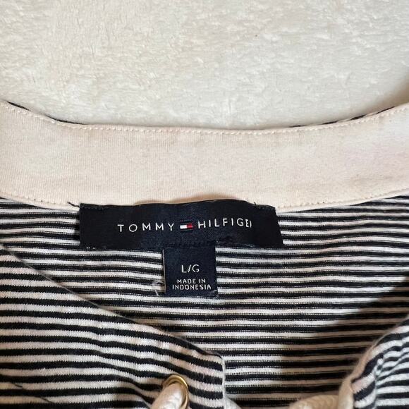 Tommy Hilfiger Lace Up Stripe Shirt Dress Size Large Knee Length Casual Nautical - Picture 4 of 8